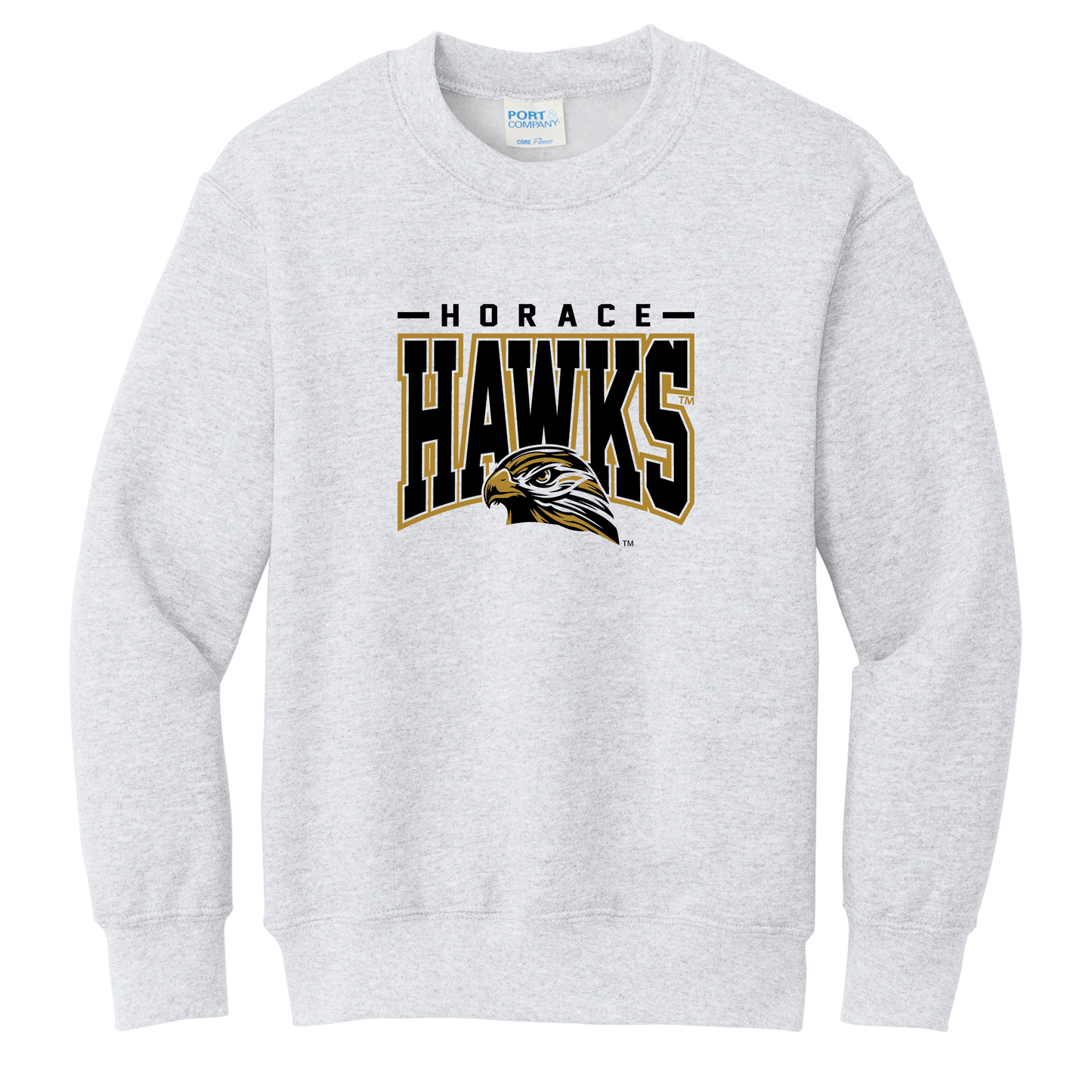 Hawks Port & Co™ Youth Core Fleece Crewneck Sweatshirt (PC78Y)