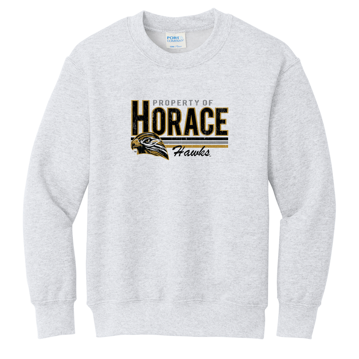 Hawks Port & Co™ Youth Core Fleece Crewneck Sweatshirt (PC78Y)