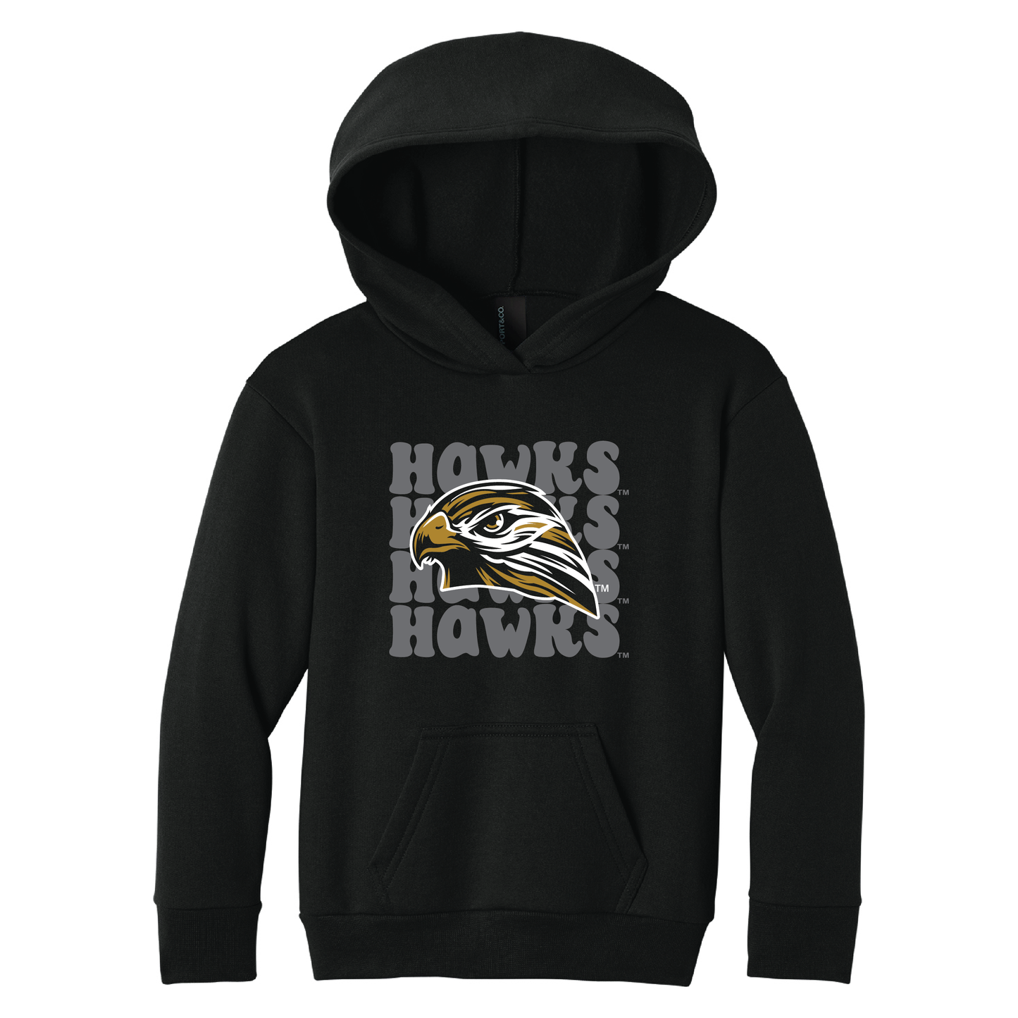 Hawks Port & Co™ Youth Pullover Hooded Sweatshirt (PC68YH)