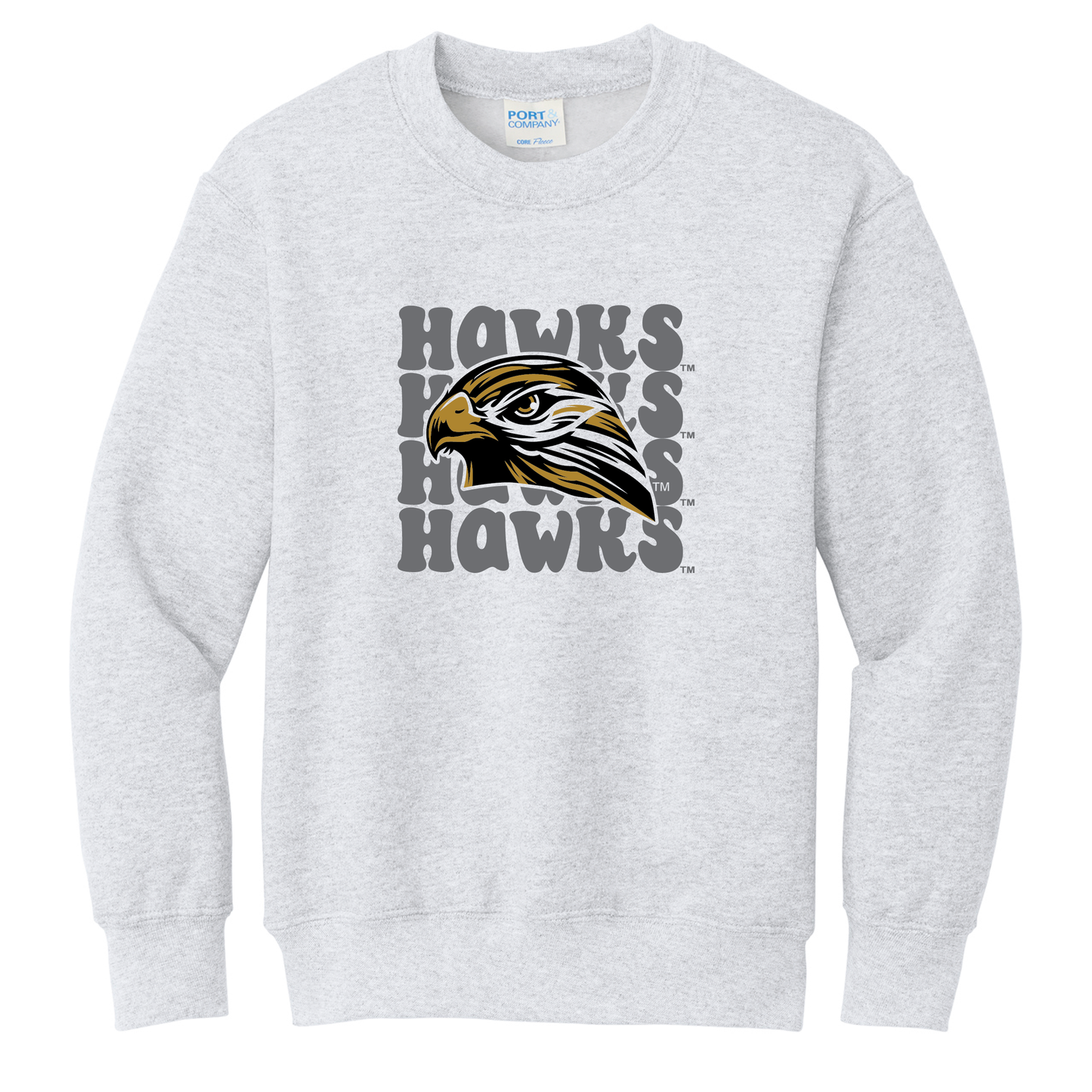Hawks Port & Co™ Youth Core Fleece Crewneck Sweatshirt (PC78Y)