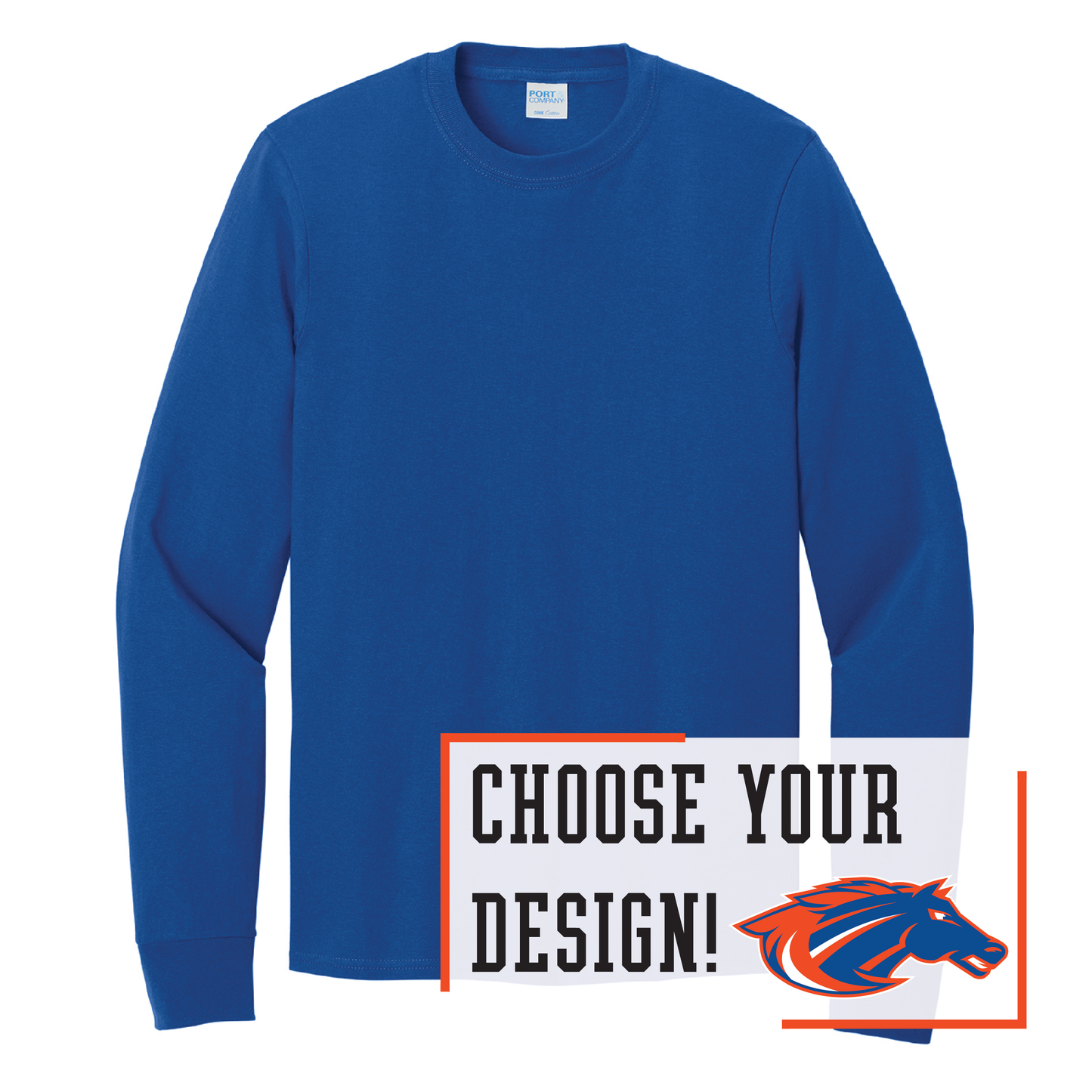 Mustangs Port & Co™ Long Sleeve Core Cotton Tee (PC54LS)