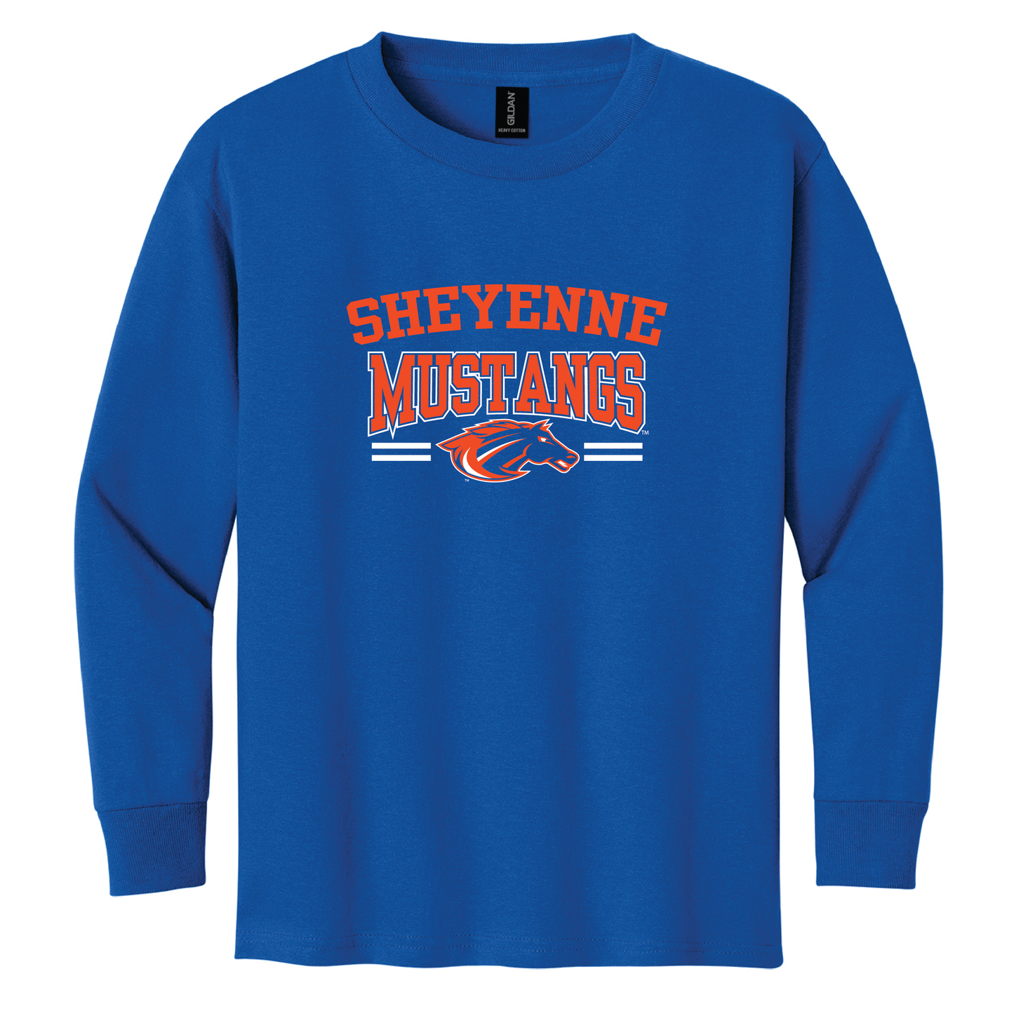 Mustangs Gildan® Youth 100% Cotton Long Sleeve T-Shirt (5400b)