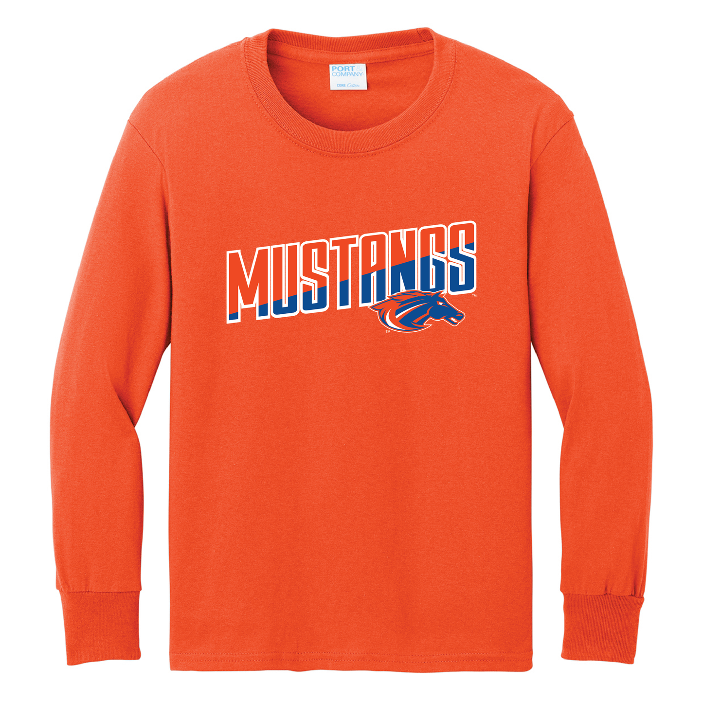 Mustangs Port & Co™ Youth Long Sleeve Core Cotton Tee (PC54YLS)
