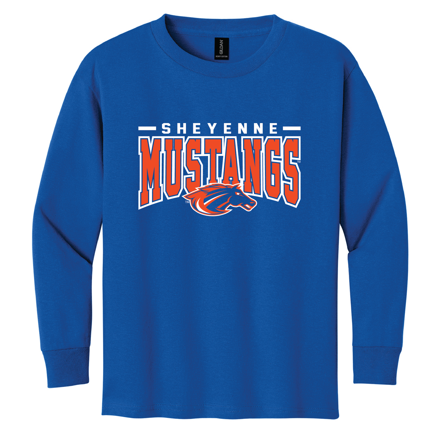 Mustangs Gildan® Youth 100% Cotton Long Sleeve T-Shirt (5400b)