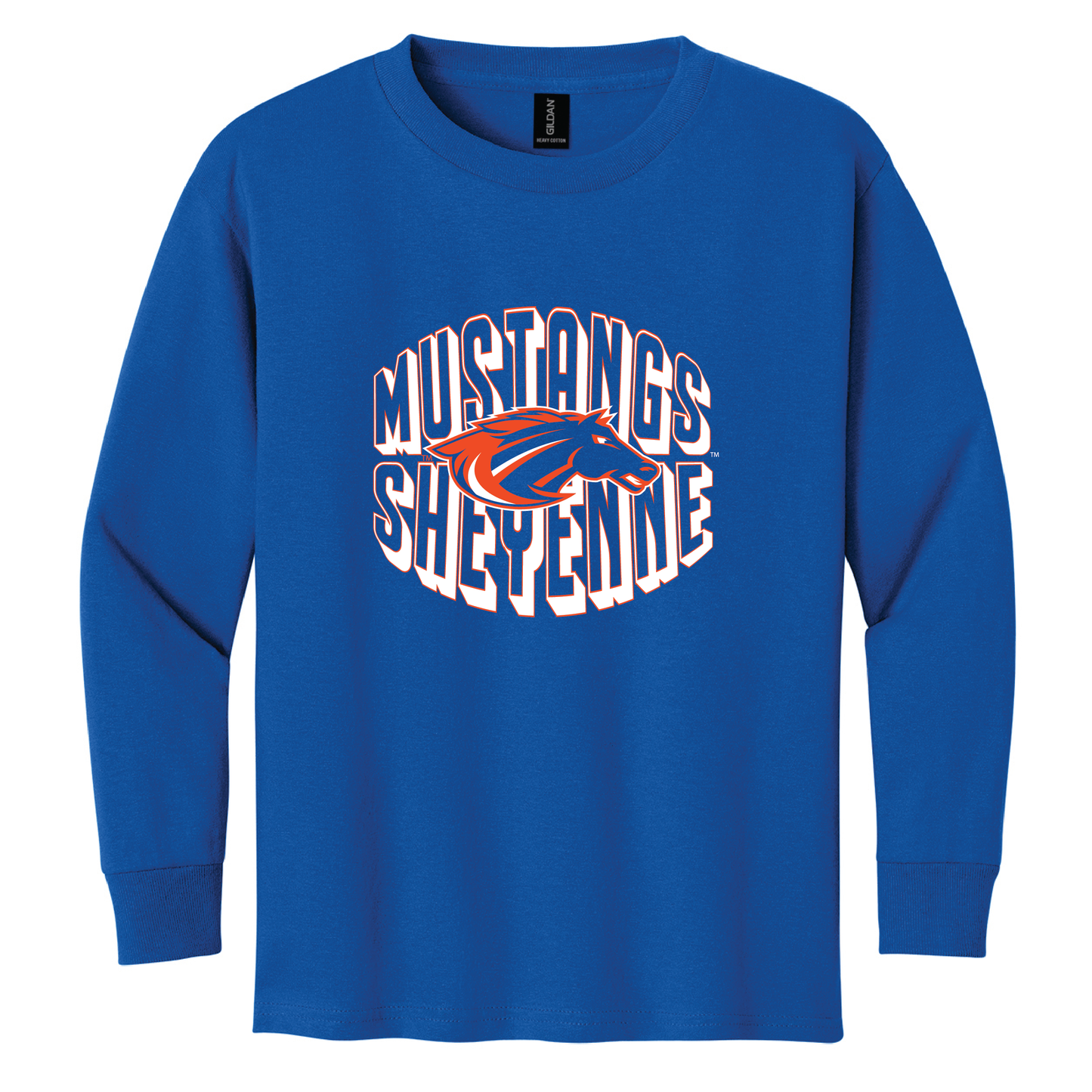 Mustangs Gildan® Youth 100% Cotton Long Sleeve T-Shirt (5400b)