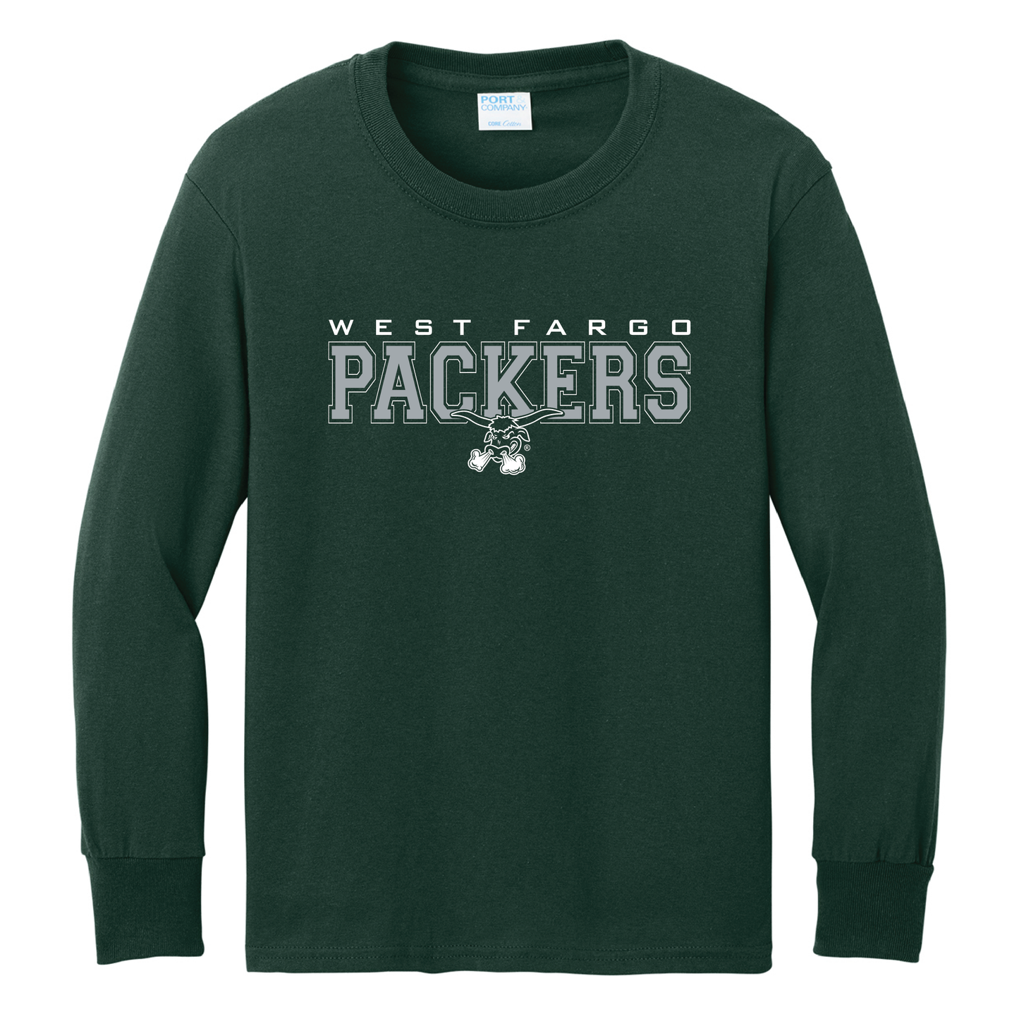 Packers Port & Co™ Youth Long Sleeve Core Cotton Tee (PC54YLS)