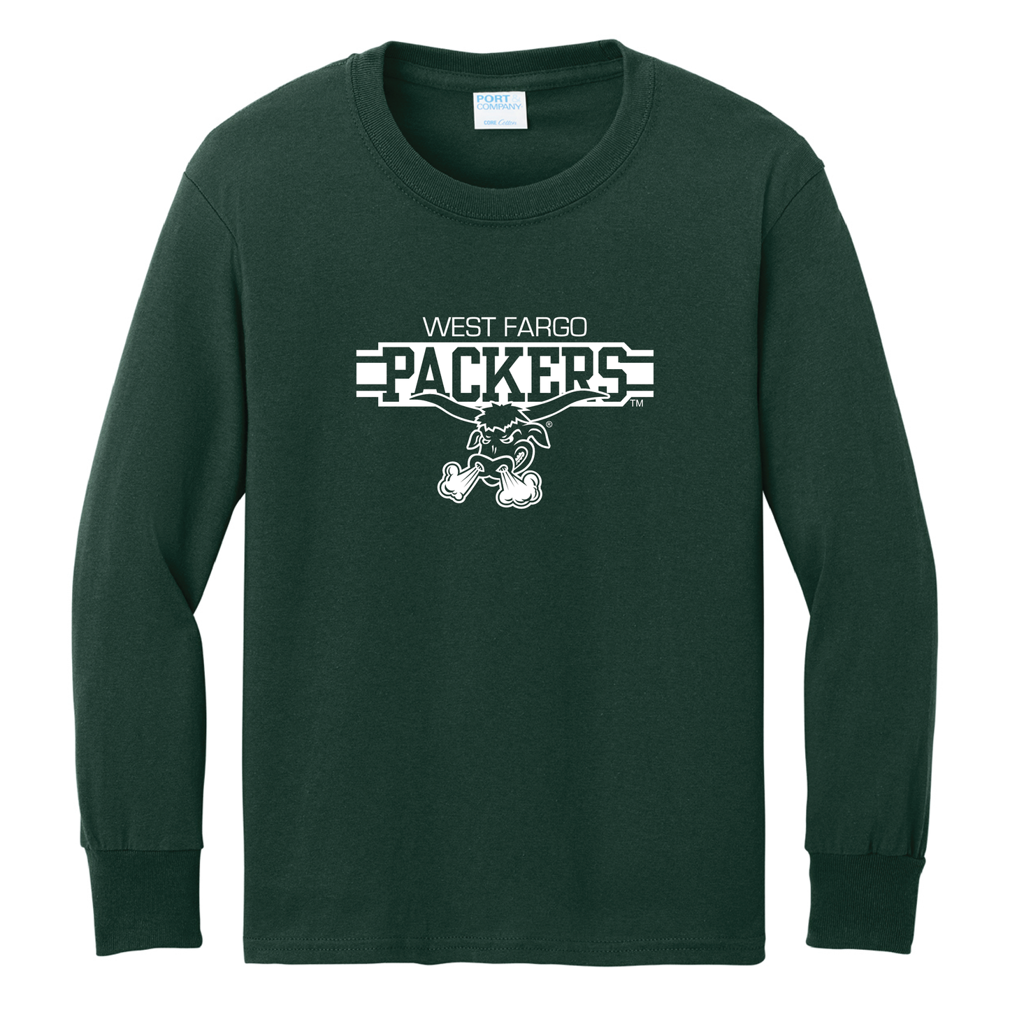 Packers Port & Co™ Youth Long Sleeve Core Cotton Tee (PC54YLS)