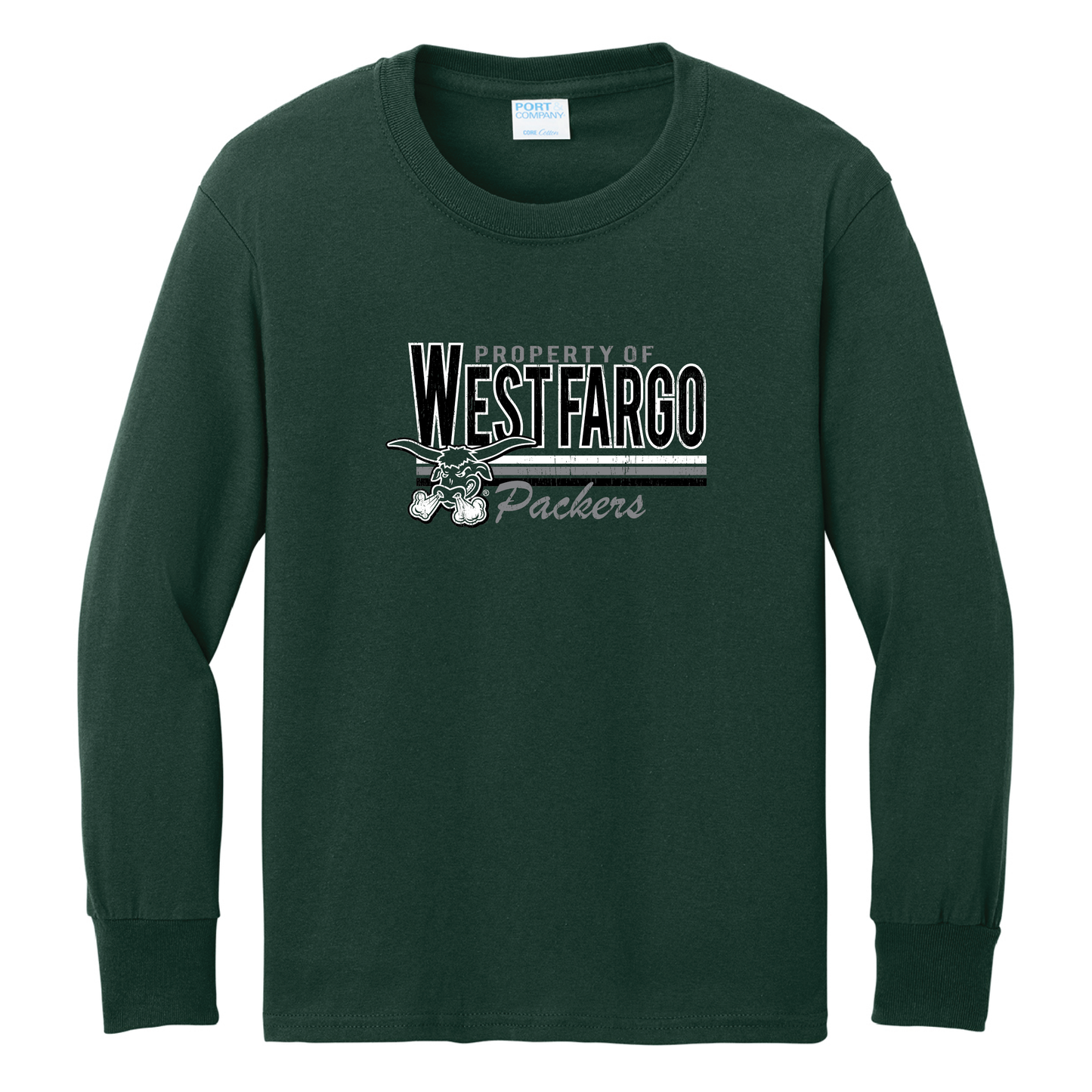 Packers Port & Co™ Youth Long Sleeve Core Cotton Tee (PC54YLS)