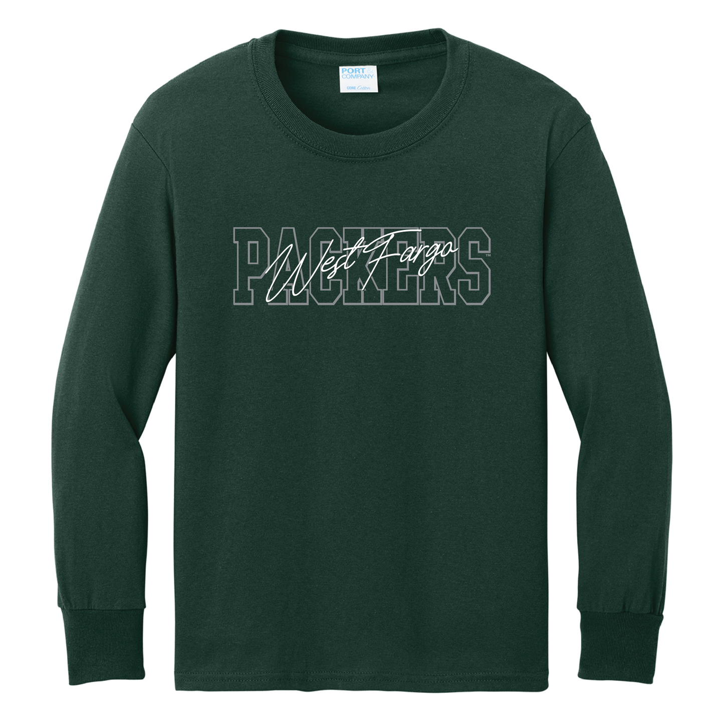 Packers Port & Co™ Youth Long Sleeve Core Cotton Tee (PC54YLS)