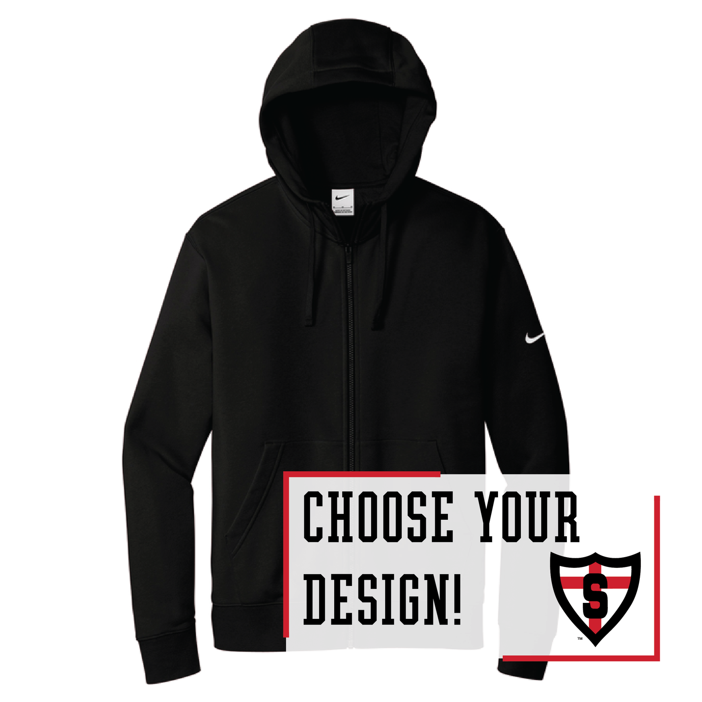 Shanley Nike Club Fleece Sleeve Swoosh Full-Zip Hoodie (NKDR1513)
