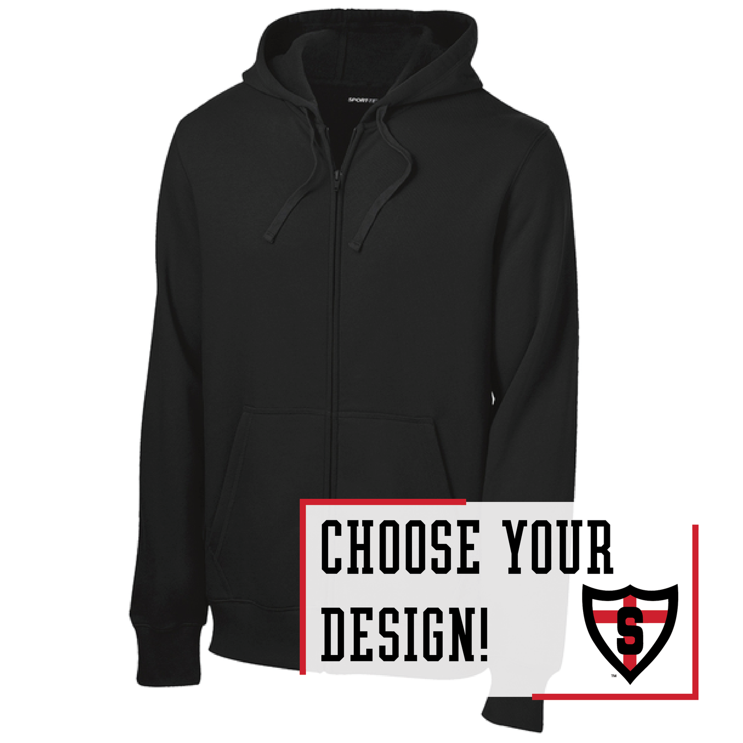 Shanley Black Sport-Tek® Full-Zip Hooded Sweatshirt (ST258)