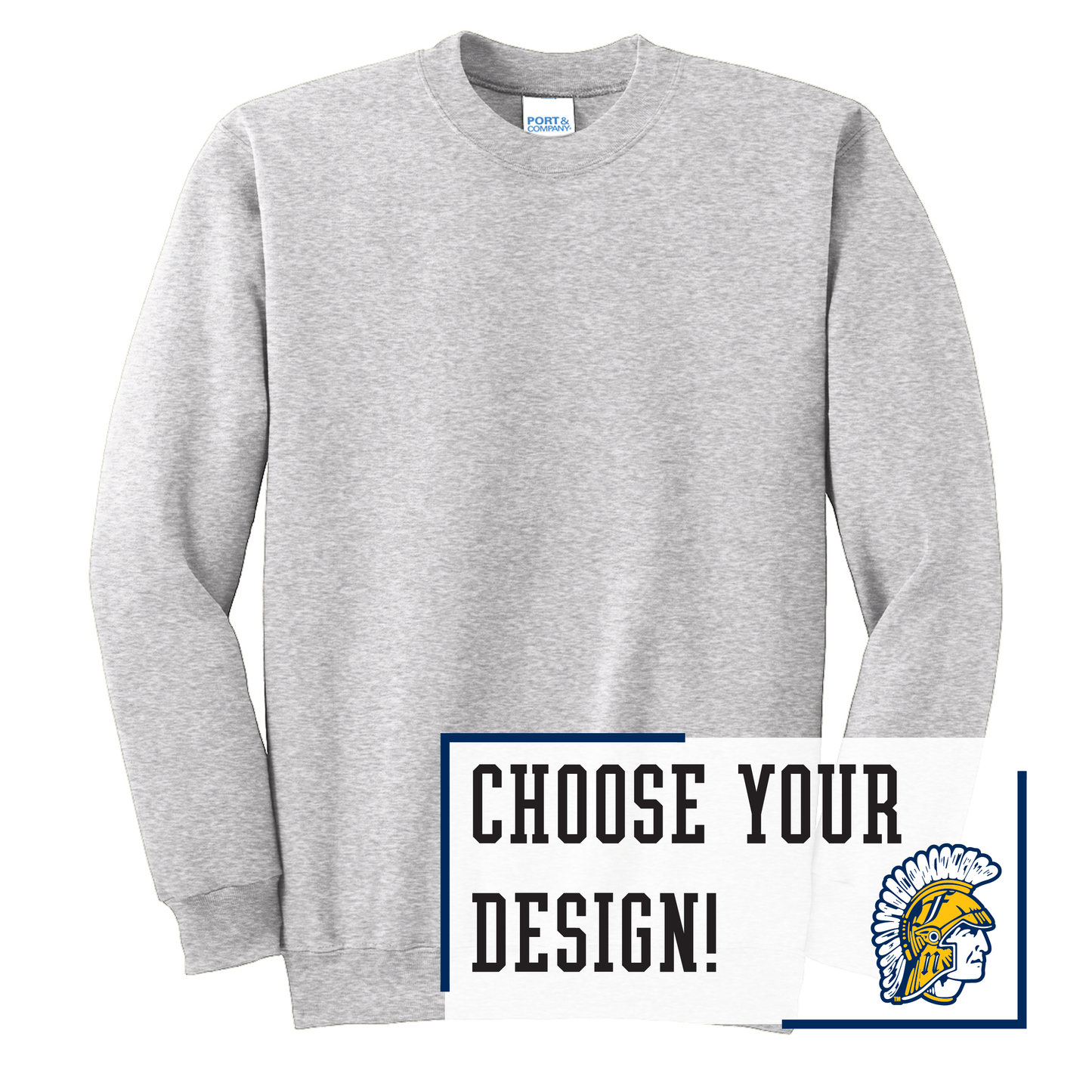 Spartans Ash Port & Co™ Essential Fleece Crewneck Sweatshirt (PC90)