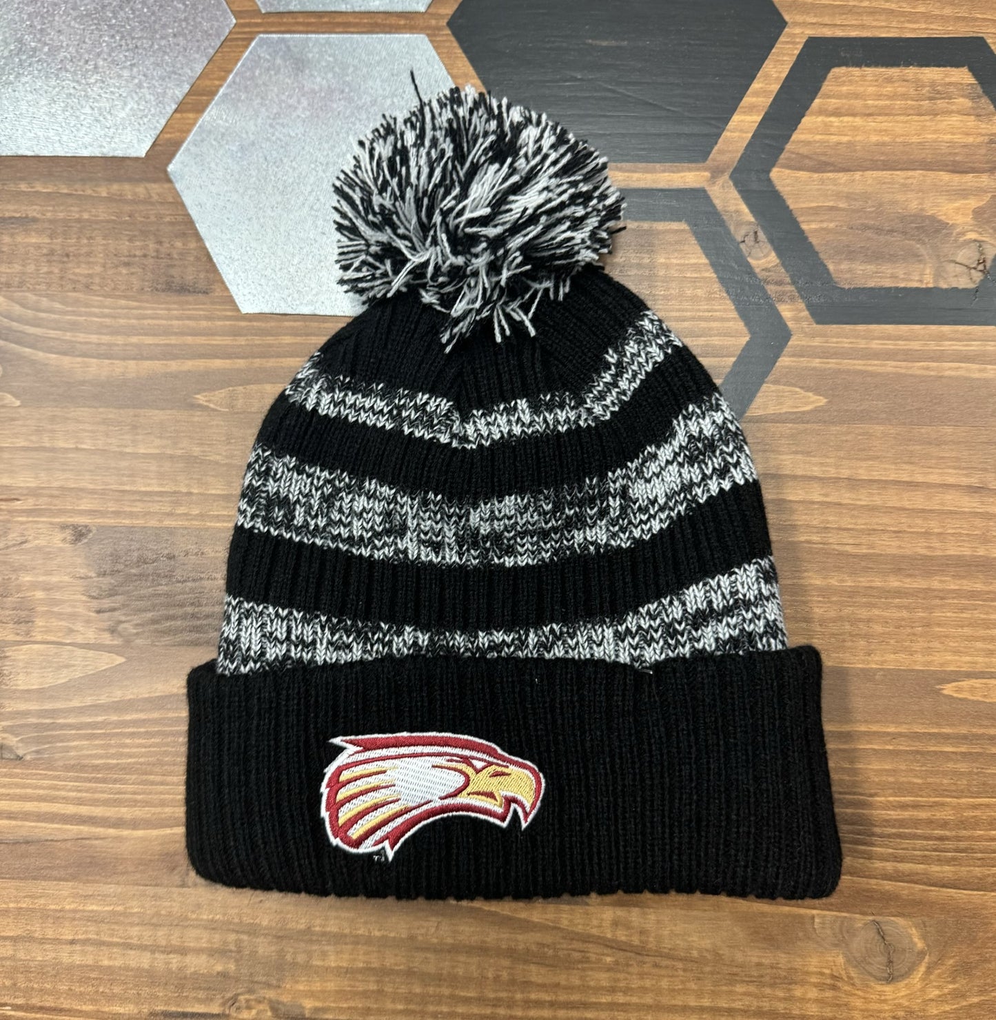 Eagles Blk/White Pom Beanie