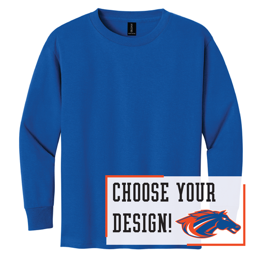 Mustangs Gildan® Youth 100% Cotton Long Sleeve T-Shirt (5400b)