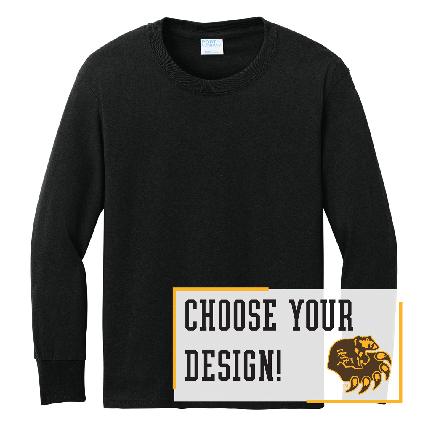 Bruins Port & Co™ Youth Long Sleeve Core Cotton Tee (PC54YLS)