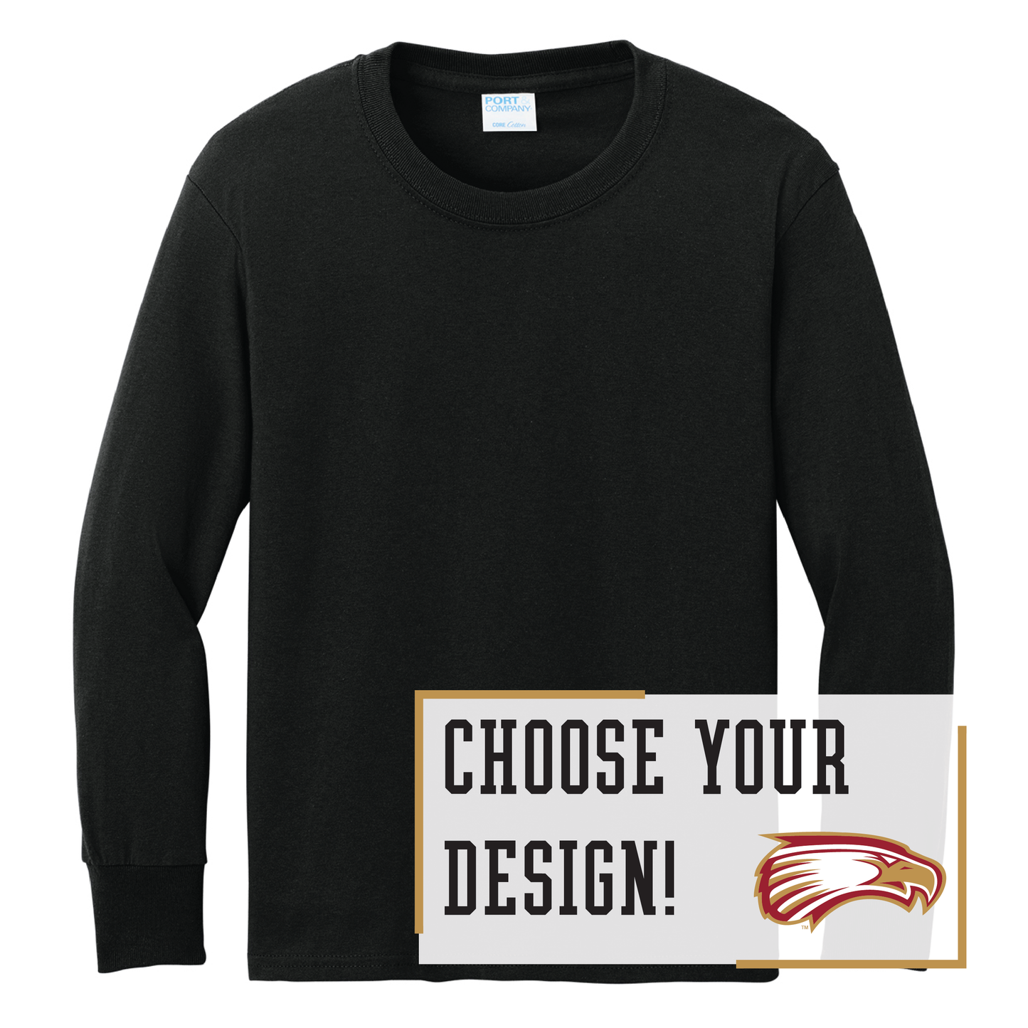 Eagles Port & Co™ Youth Long Sleeve Core Cotton Tee (PC54YLS)