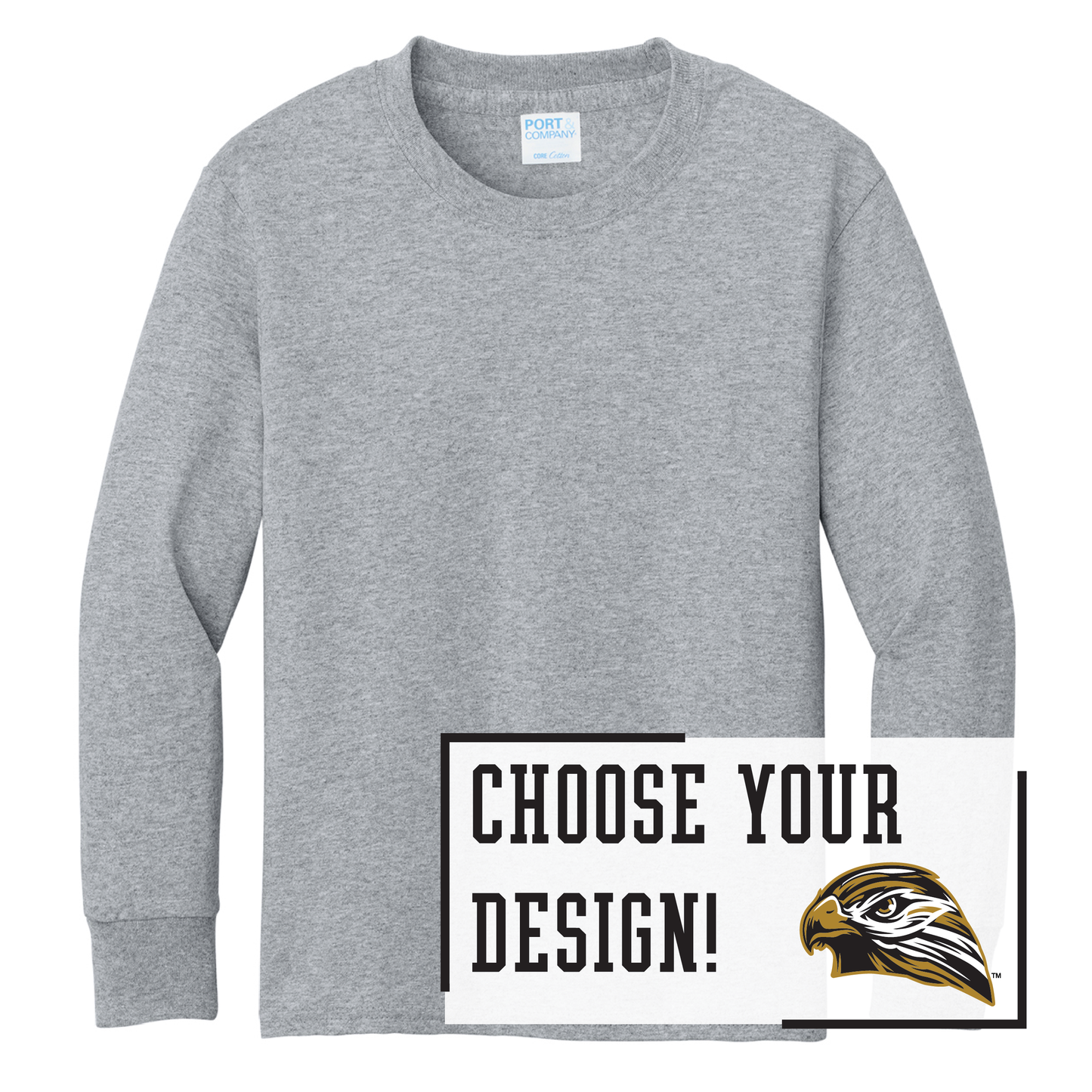 Hawks Port & Co™ Youth Long Sleeve Core Cotton Tee (PC54YLS)