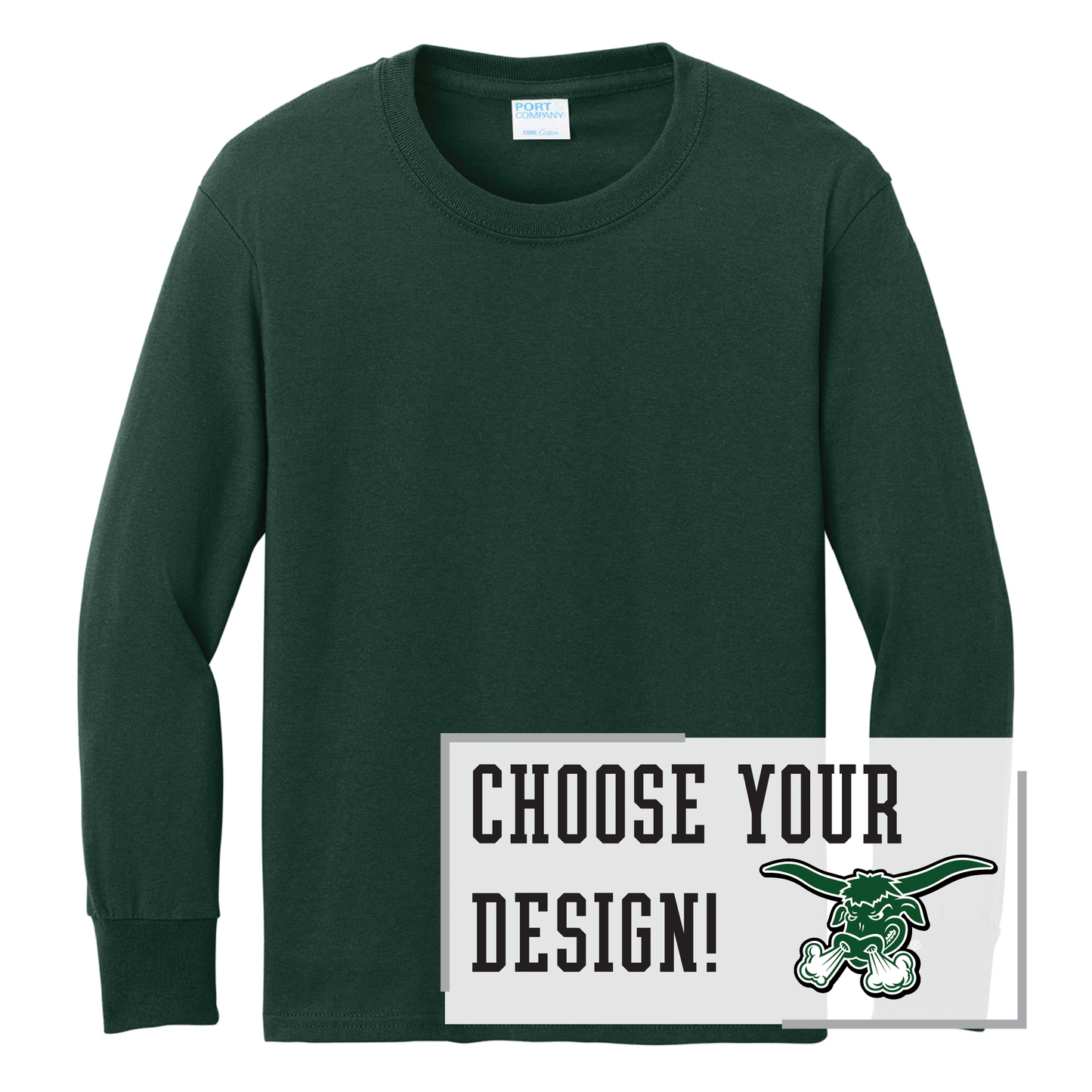 Packers Port & Co™ Youth Long Sleeve Core Cotton Tee (PC54YLS)