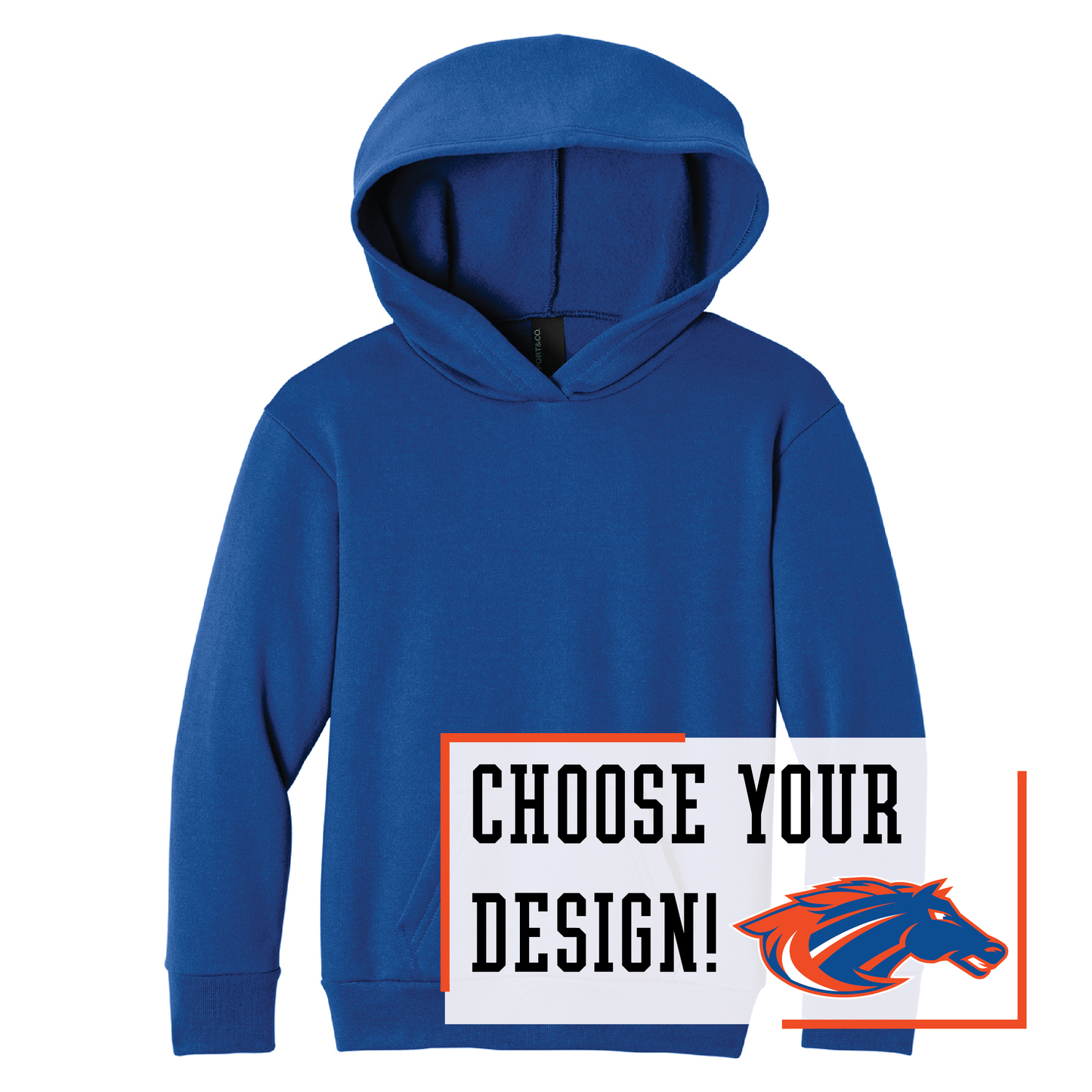 Mustangs Port & Co™ Youth Pullover Hooded Sweatshirt (PC68YH)