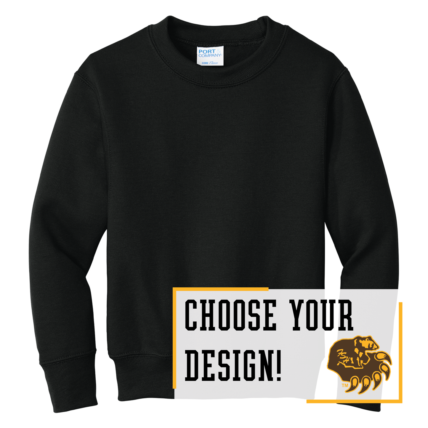Bruins Port & Co™ Youth Core Fleece Crewneck Sweatshirt (PC78Y)