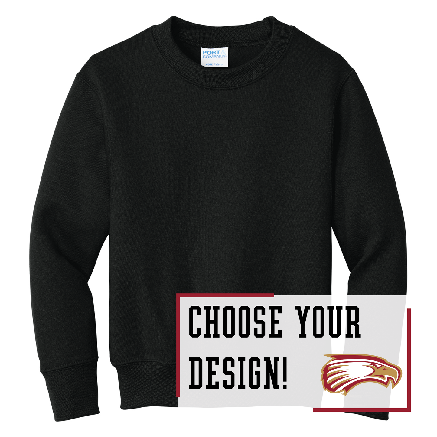 Eagles Port & Co™ Youth Core Fleece Crewneck Sweatshirt (PC78Y)