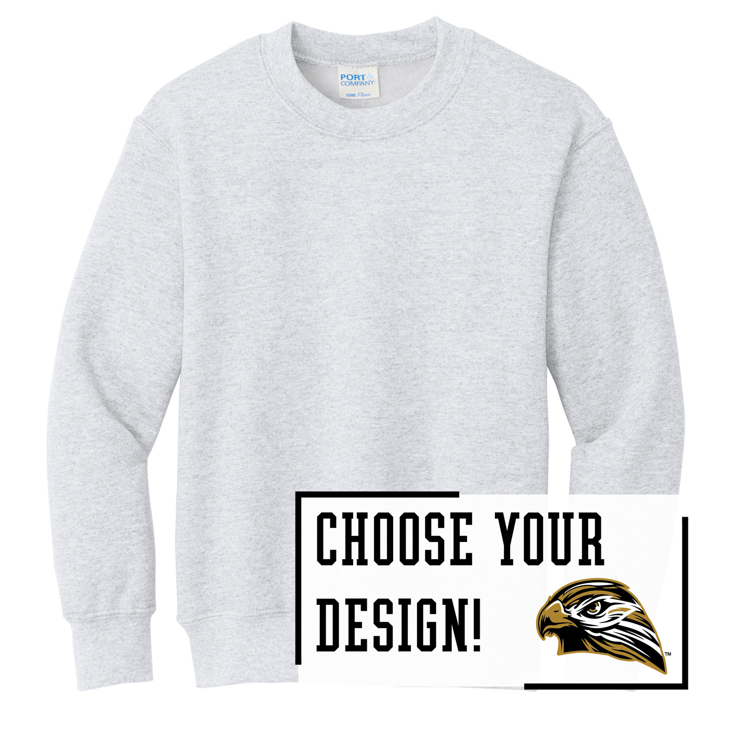 Hawks Port & Co™ Youth Core Fleece Crewneck Sweatshirt (PC78Y)